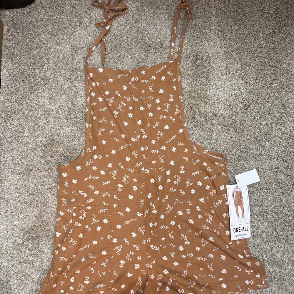 Vanilla Star Brown Floral Juniors Romper Size XS